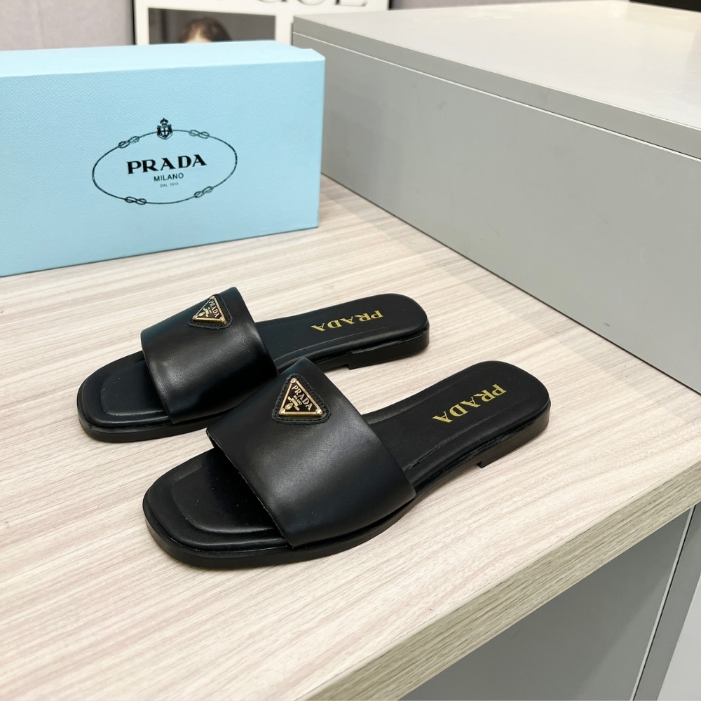 Prada Saffiano Patent Leather Slides Black 1Xx730 3A9S F0002 F 010 - Image 3