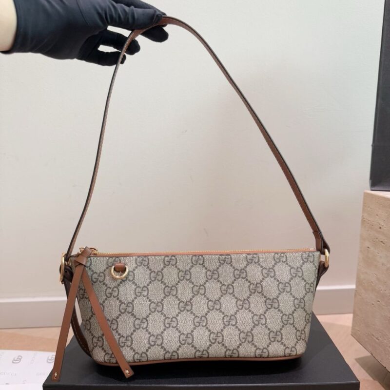 Alternative view of Gucci GG Emblem Small Shoulder Bag Beige And Dark Brown 25Cm 847281 FAEUC 9758