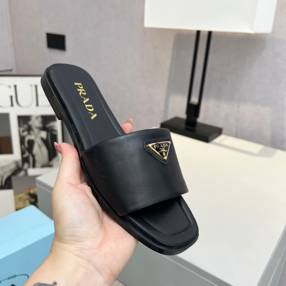 Prada Saffiano Patent Leather Slides Black 1Xx730 3A9S F0002 F 010 - Image 4