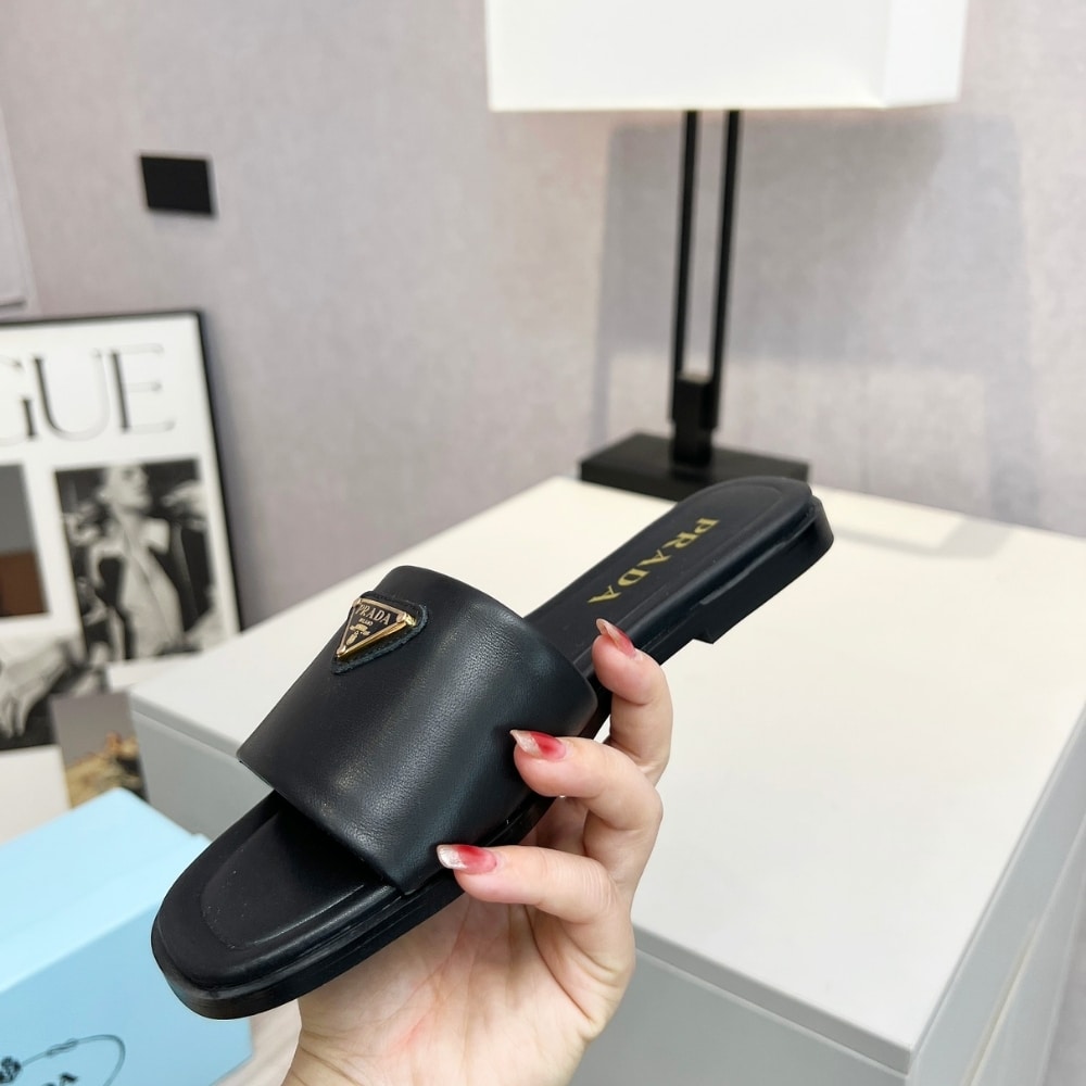 Prada Saffiano Patent Leather Slides Black 1Xx730 3A9S F0002 F 010 - Image 5