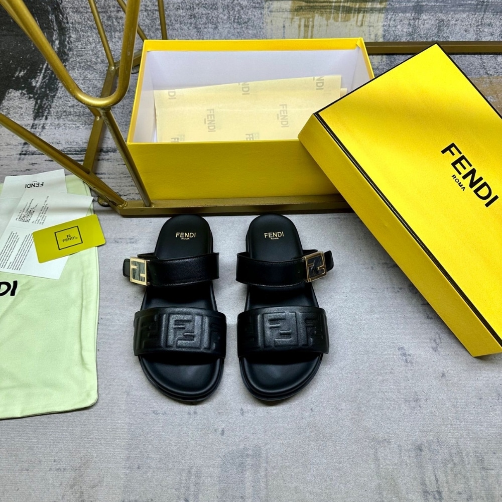Fendi Feel Nappa Leather Slides Black 8X8710Abohf0Abb - Image 3