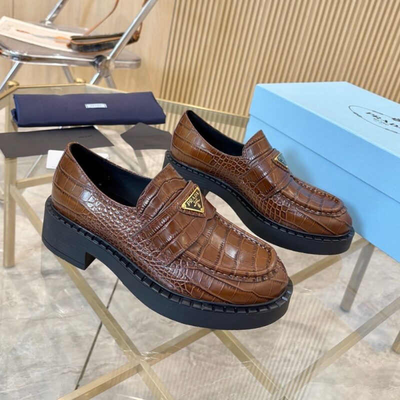 Alternative view of Prada Chocolate Leather Loafers 1D246M ZO1 F0005 F G050