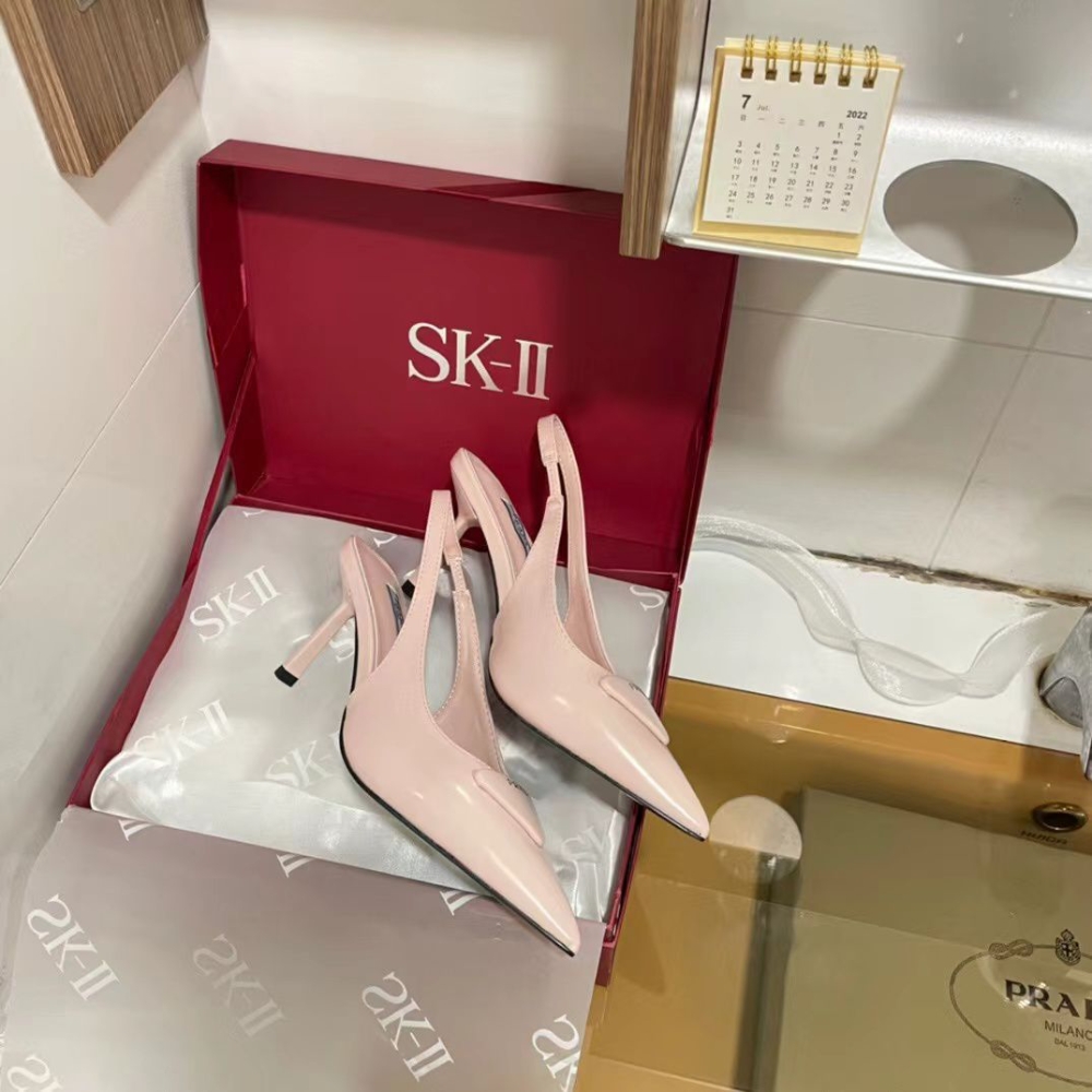 Prada Brushed Leather Slingback Pumps Beige Pink 1I901M055F0236F075 - Image 3