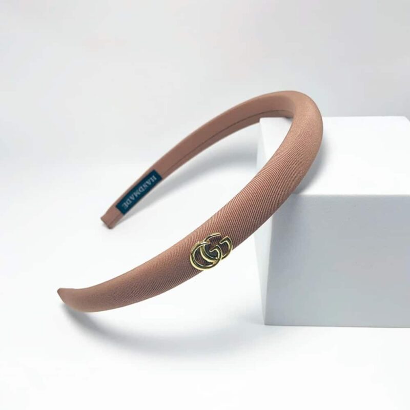 Alternative view of Gucci Small Gg Headband With Gold Hardware In Light Brown