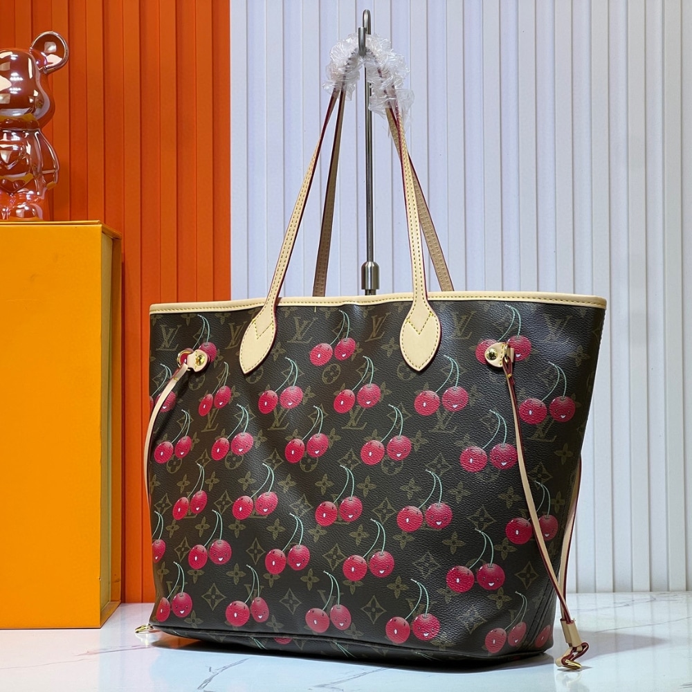 Iconic Set: Louis Vuitton X Takashi Murakami Monogram Cerise Neverfull Mm And Cherry Porte Monnaie Zippy Wallet - Image 3