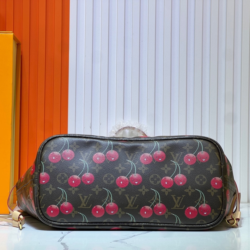 Iconic Set: Louis Vuitton X Takashi Murakami Monogram Cerise Neverfull Mm And Cherry Porte Monnaie Zippy Wallet - Image 4