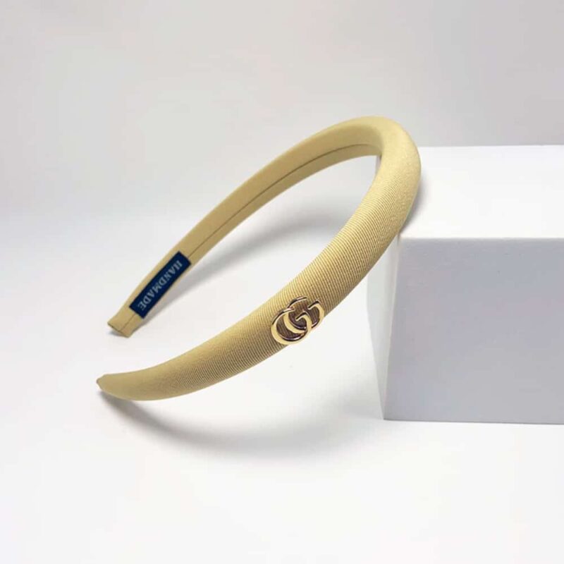 Alternative view of Gucci Small Gg Headband With Gold Hardware In Yellow