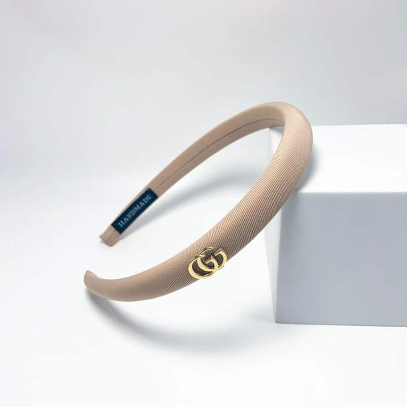 Alternative view of Gucci Small Gg Headband With Gold Hardware In Beige