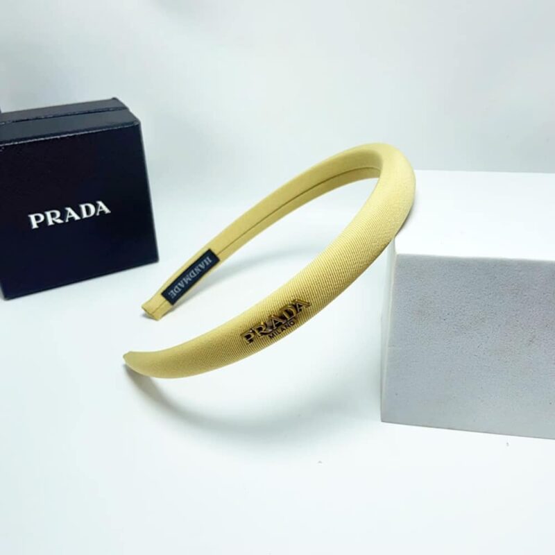 Alternative view of Prada Small Prada Milano Headband With Gold Hardware In Yellow