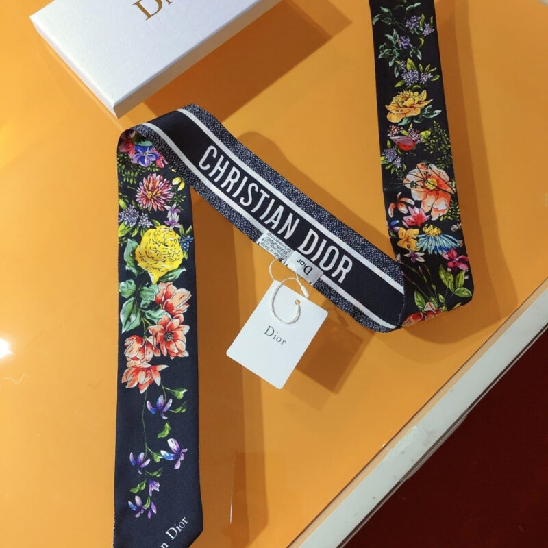 Alternative view of Dior D Floral Mitzah Scarf Multicolor Silk Twill Black 24FCO106I606 C582