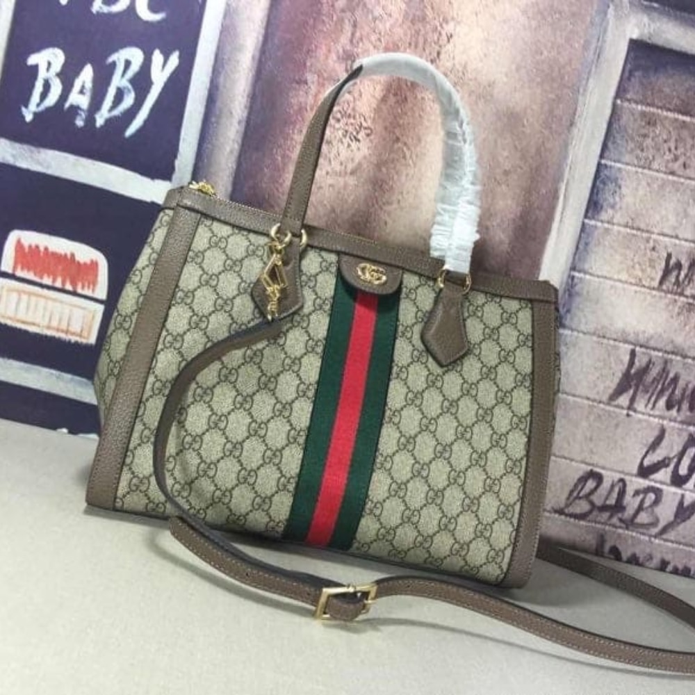 Summer Set: Gucci Ophidia Gg Medium Top Handle Tote Bag And Zip Around Wallet Brown - Image 2