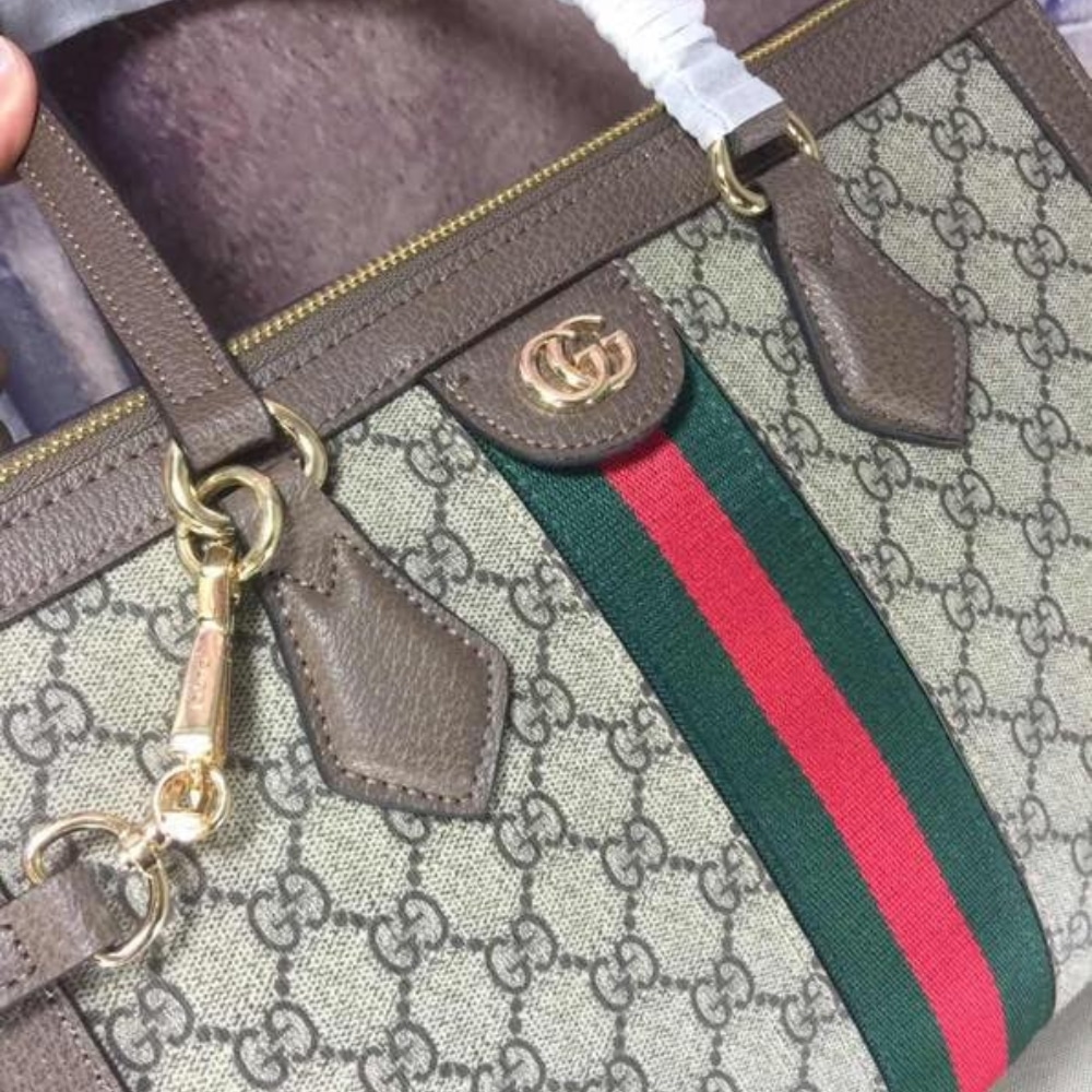 Summer Set: Gucci Ophidia Gg Medium Top Handle Tote Bag And Zip Around Wallet Brown - Image 4