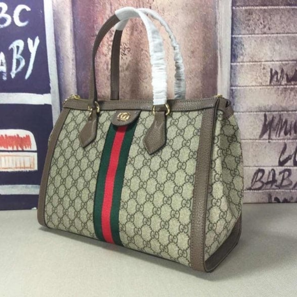 Summer Set: Gucci Ophidia Gg Medium Top Handle Tote Bag And Zip Around Wallet Brown - Image 6