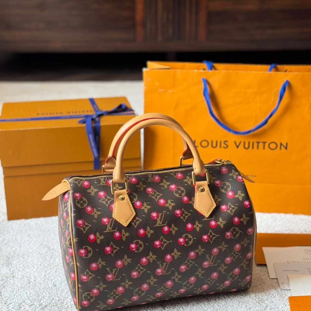 Iconic Set: Louis Vuitton X Takashi Murakami Cerise Speedy 25 And Cherry Porte Monnaie Zippy Wallet - Image 3