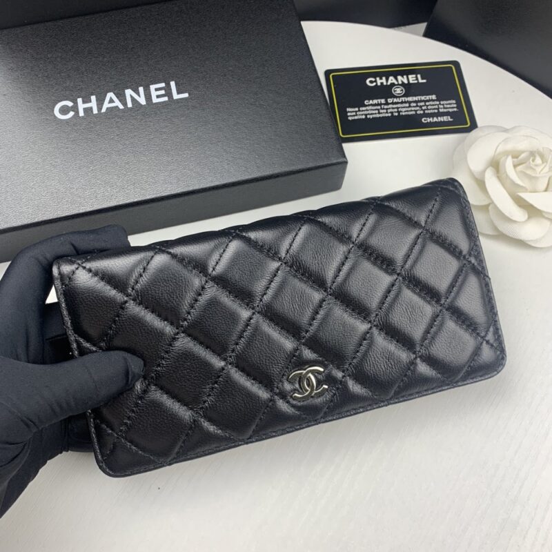 Alternative view of Chanel Quilted Classic Long Flap Wallet With Silver Hardware Black 19Cm