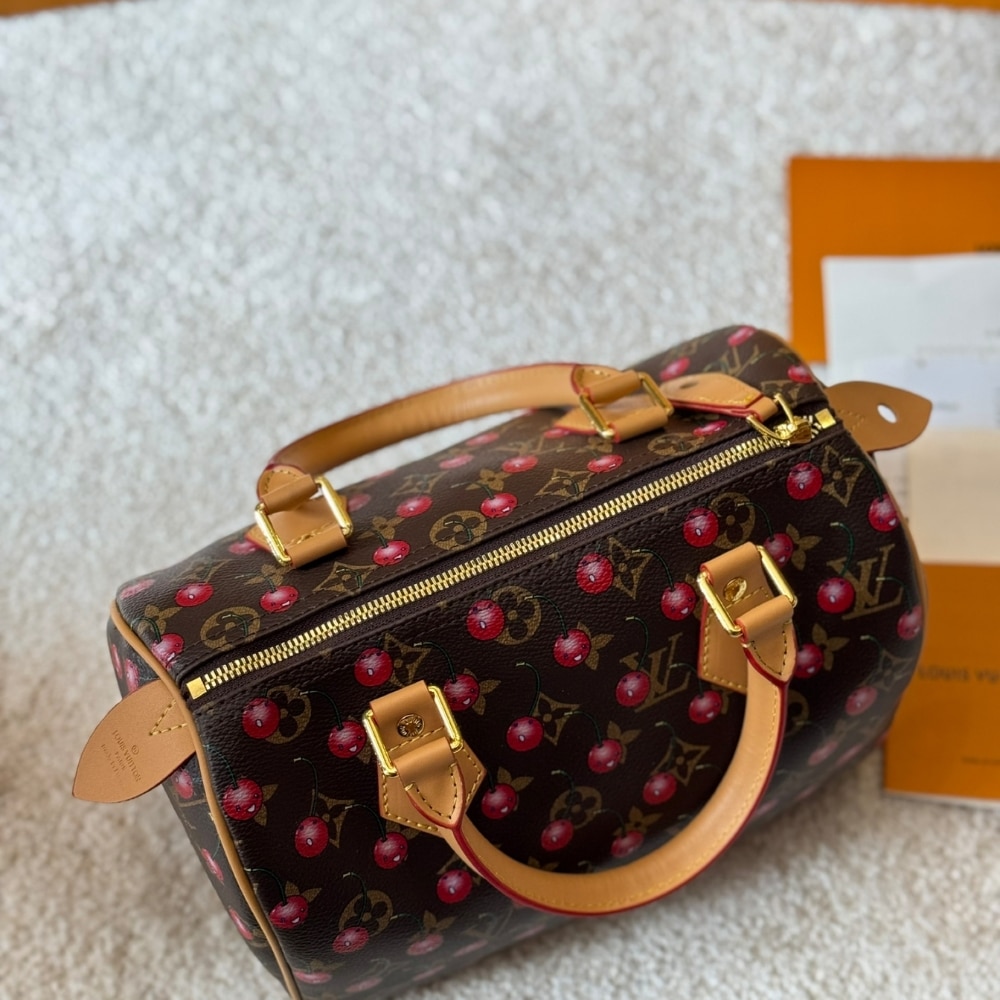 Iconic Set: Louis Vuitton X Takashi Murakami Cerise Speedy 25 And Cherry Porte Monnaie Zippy Wallet - Image 4