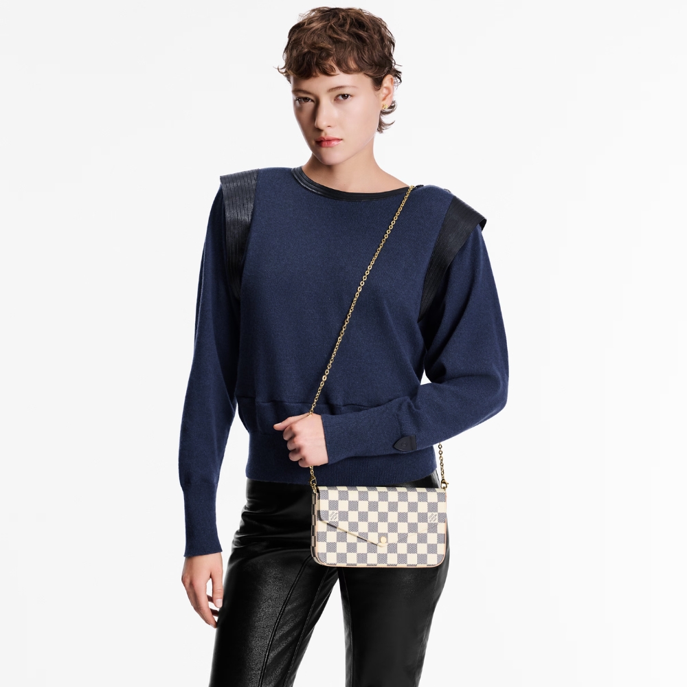 Louis Vuitton Félicie Pochette Damier Azur Canvas Pink 21cm N63106 - Image 6