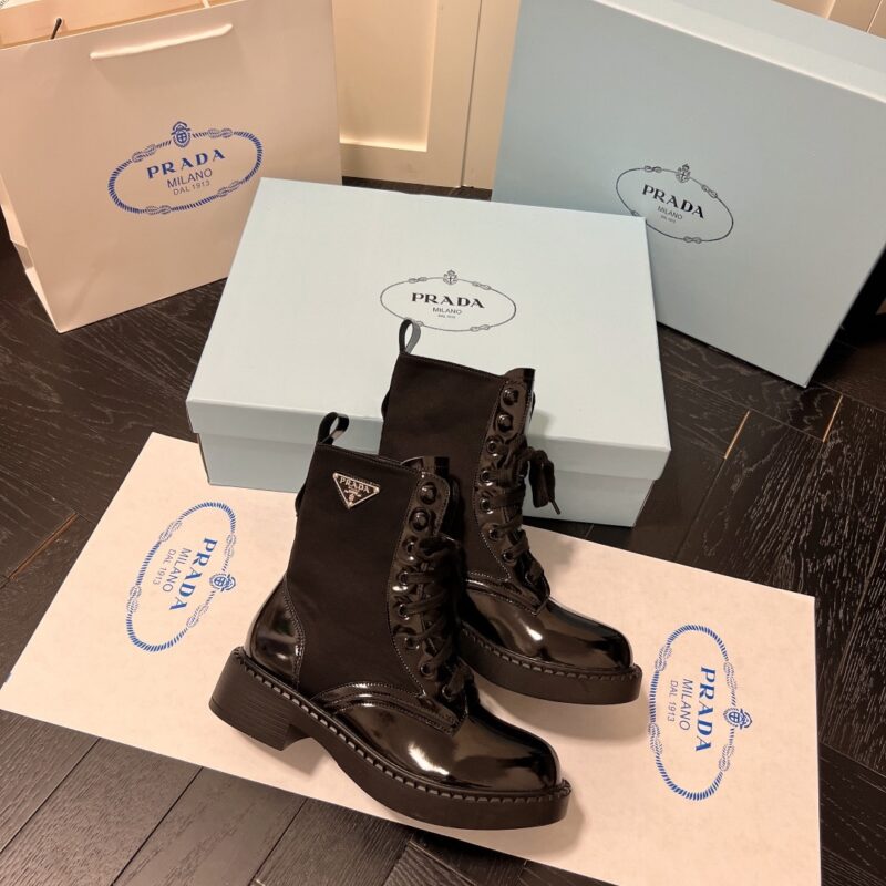 Alternative view of Prada Brushed Leather And Re Nylon Boots Black 1T782M 3Lf7 F0002 F B050