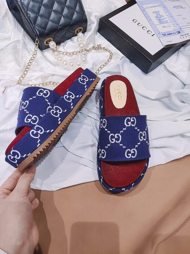 Alternative view of Gucci Women'S With Gg Pattern Slide Sandal Dark Blue