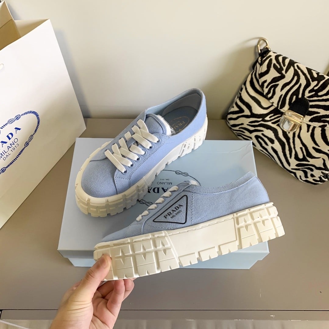 Prada Double Wheel Nylon Gabardine Sneaker Light Blue 1E260M3Lfxf0591F050 - Image 8