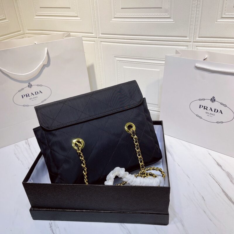 Alternative view of Prada Black Quilted Nylon Vintage Shoulder Bag Black 28Cm