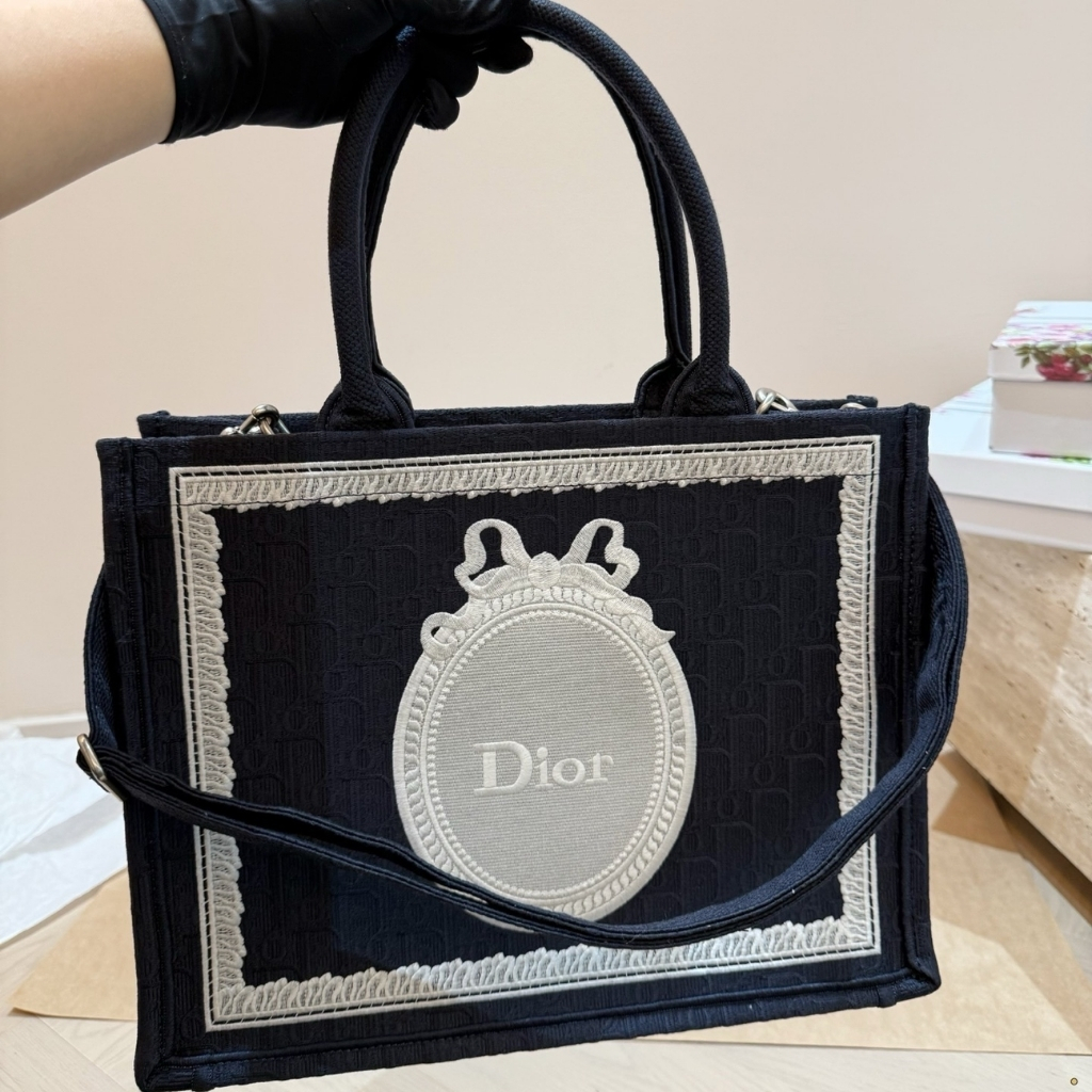 Dior Medium Book Tote With Strap Oblique Embroidery Blue White 36Cm M1354PEHS M928 - Image 2