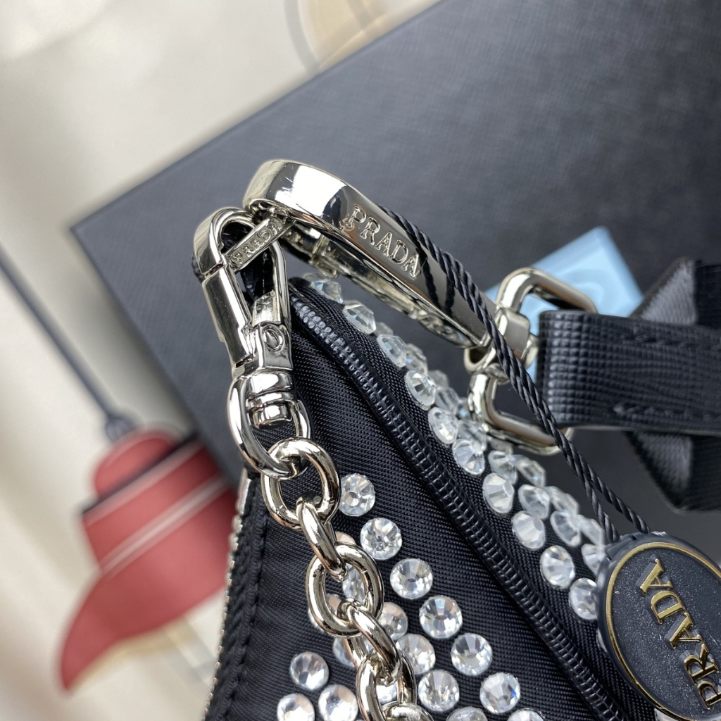 Prada Re Edition 2005 Satin Bag With Crystals 23Cm 1BH204 2AWL F0T7O V V9L - Image 5