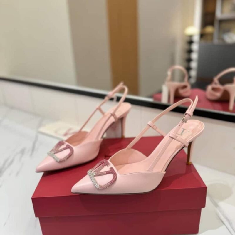 Alternative view of Valentino Garavani Vlogo Pointed Toe Slingback Pump Pink