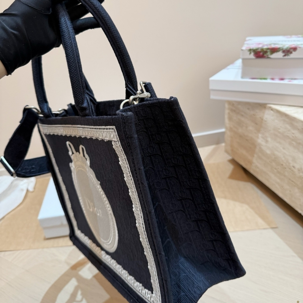 Dior Medium Book Tote With Strap Oblique Embroidery Blue White 36Cm M1354PEHS M928 - Image 5