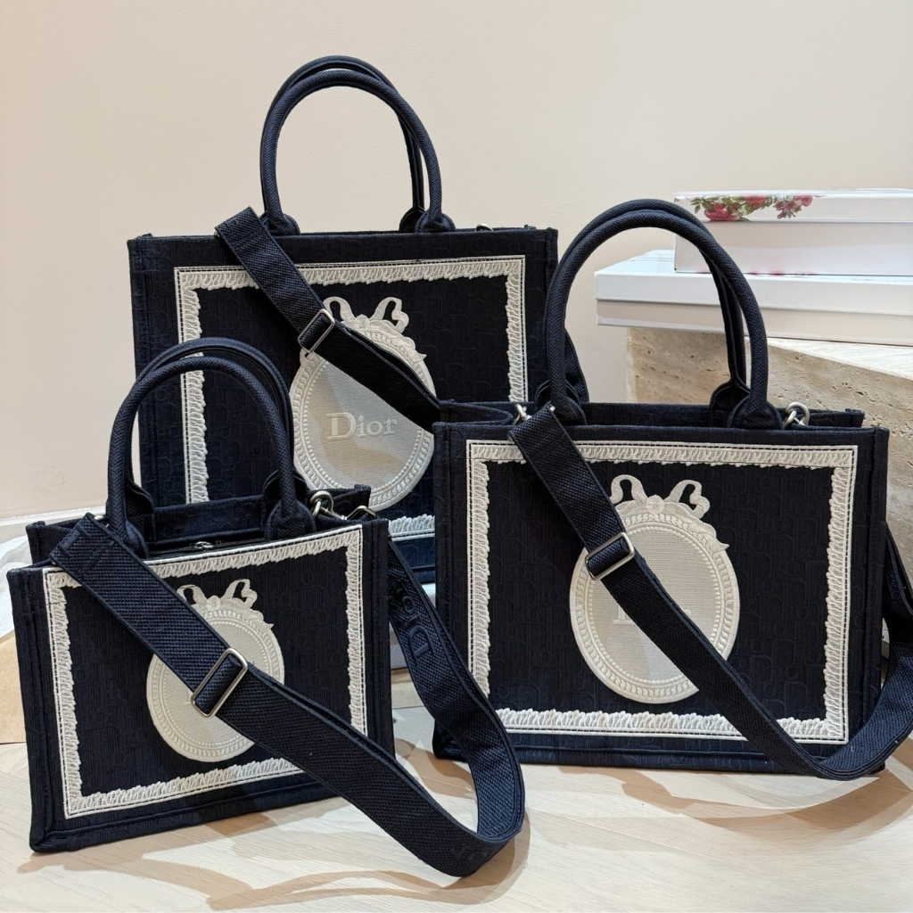 Dior Medium Book Tote With Strap Oblique Embroidery Blue White 36Cm M1354PEHS M928 - Image 6