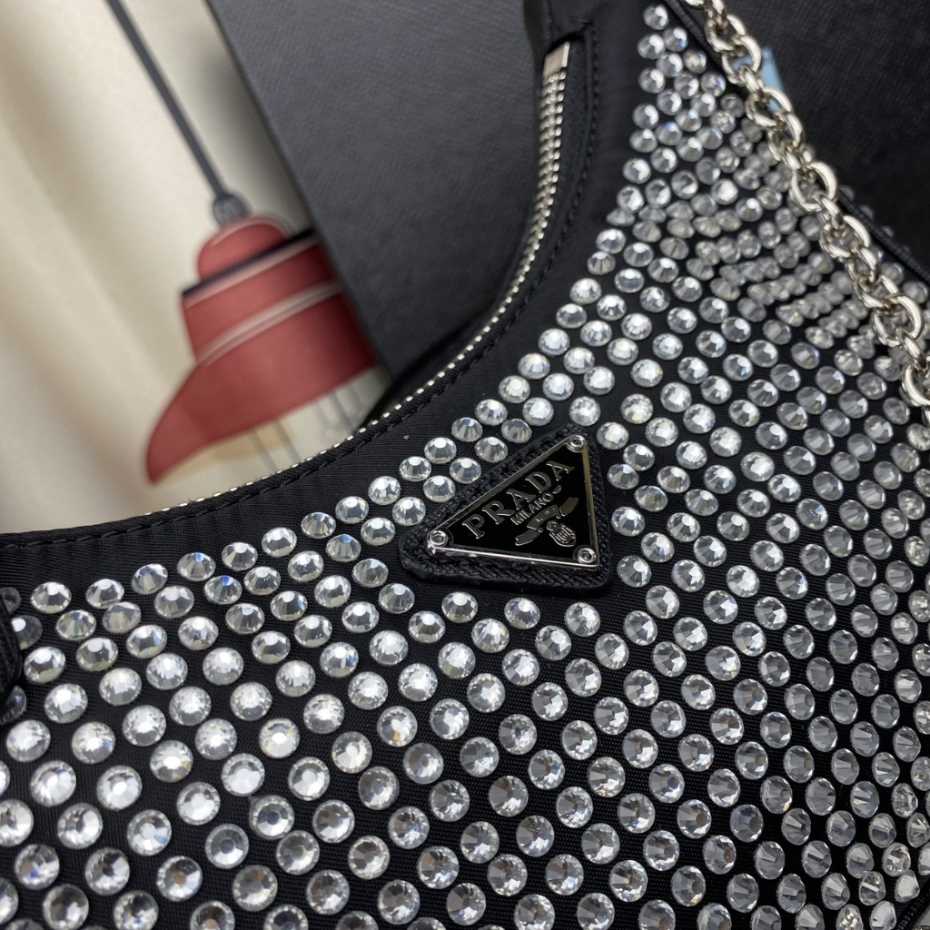 Prada Re Edition 2005 Satin Bag With Crystals 23Cm 1BH204 2AWL F0T7O V V9L - Image 8