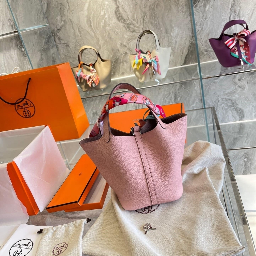 Hermes Picotin 18 Clemence Silver Hardware Rose Sakura 18Cm - Image 3