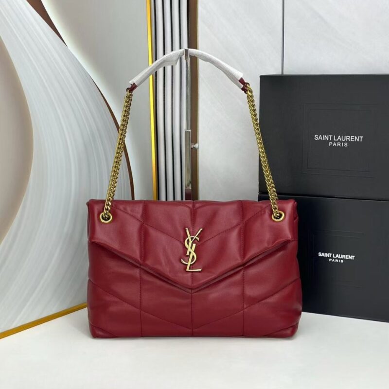 Alternative view of Saint Laurent Puffer Small In Leather Gold Hardware Red 29Cm