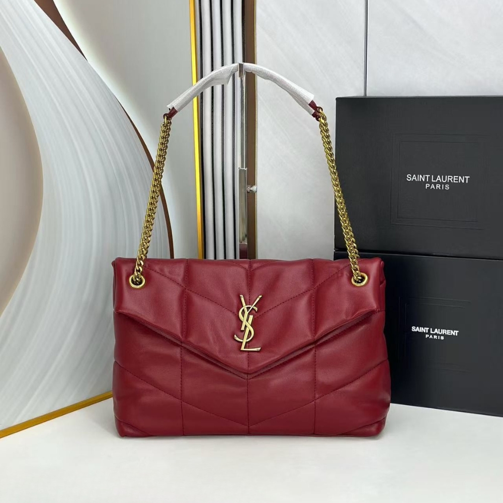 Saint Laurent Puffer Small In Leather Gold Hardware Red 29Cm - Image 2