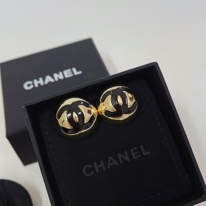 Alternative view of Chanel Stud Earrings Gold Black Abe810 B19198 Nacvd