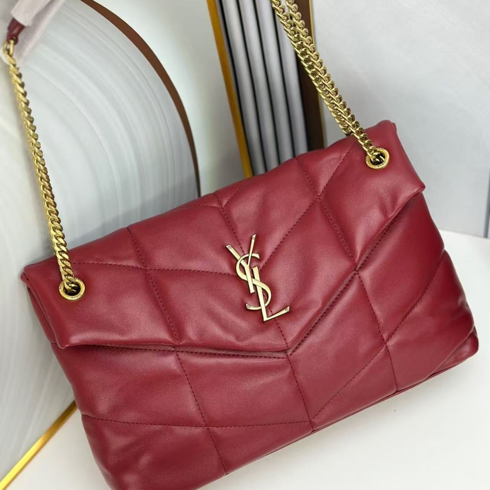 Saint Laurent Puffer Small In Leather Gold Hardware Red 29Cm - Image 5