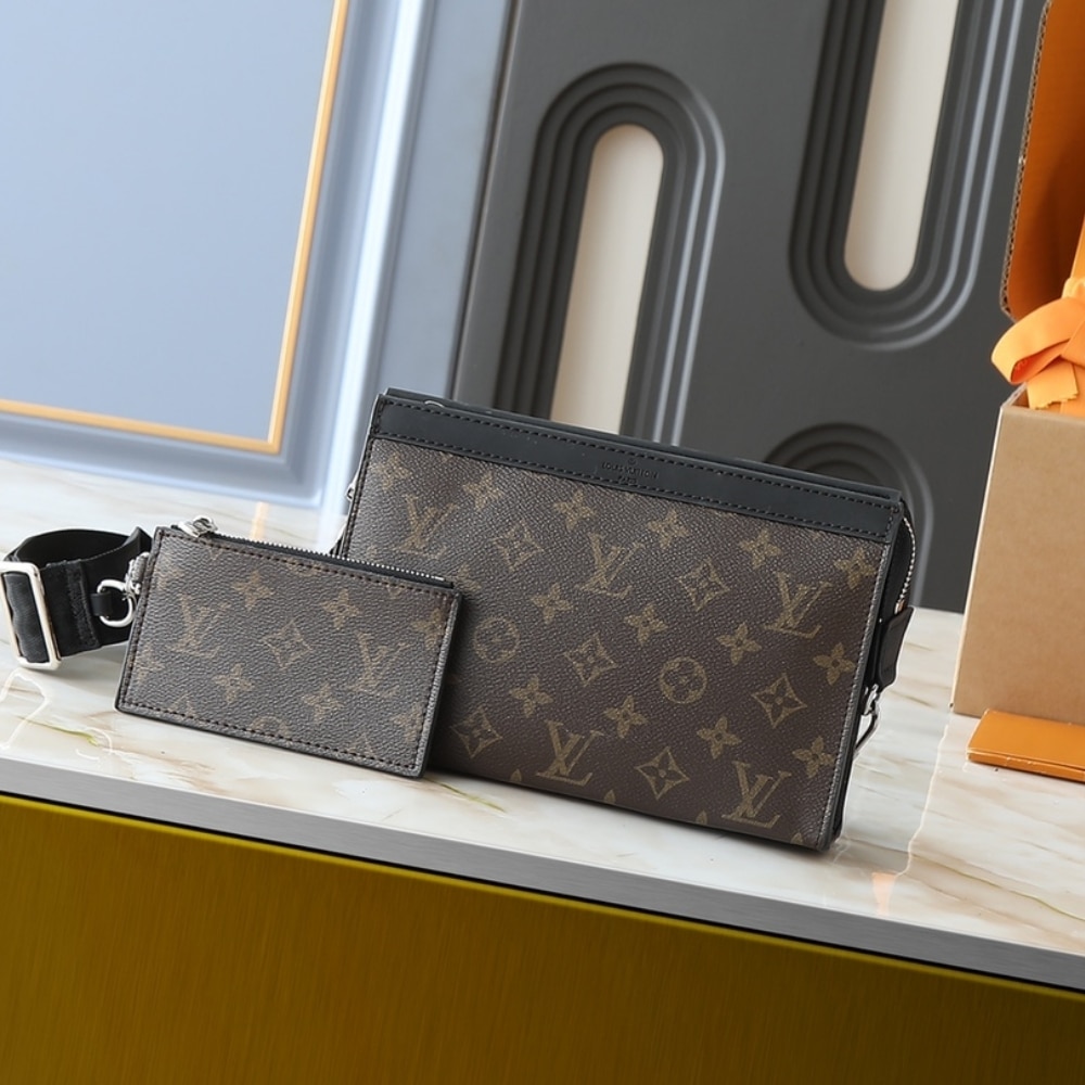 Summer Set: Louis Vuitton The Drop Pm Monogram Brown 28Cm M1294 And Gaston Wearable Wallet Monogram Macassar Coated Canvas Brown 18Cm - Image 8
