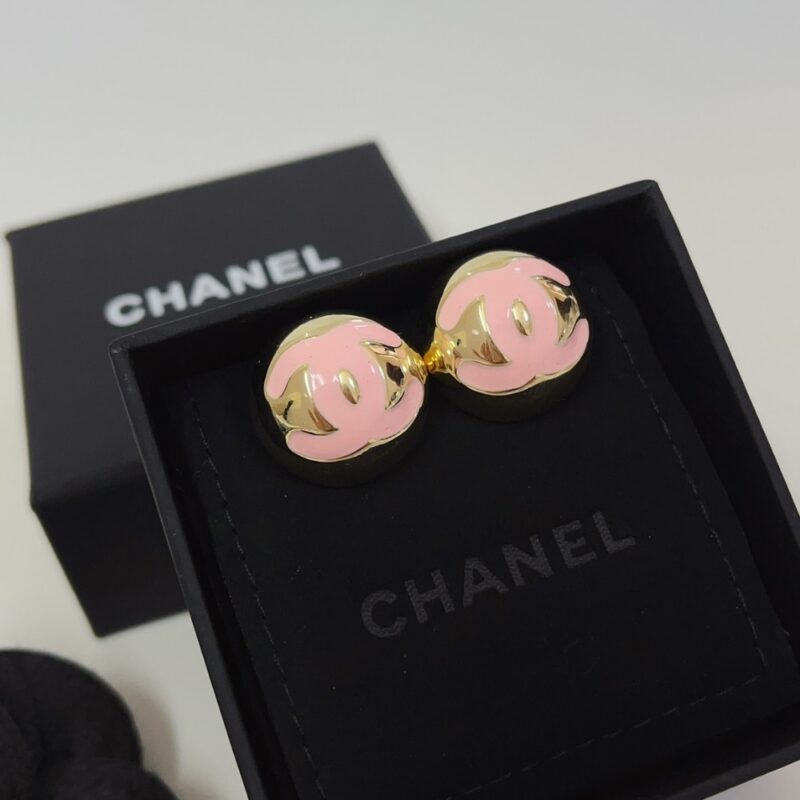 Alternative view of Chanel Stud Earrings Gold Pink Abe810 B19198 Nacve