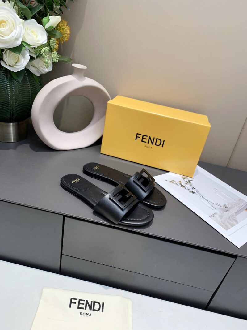 Alternative view of Fendi Baguette Leather Slide Black 8R8136 Ae7T F0Abb