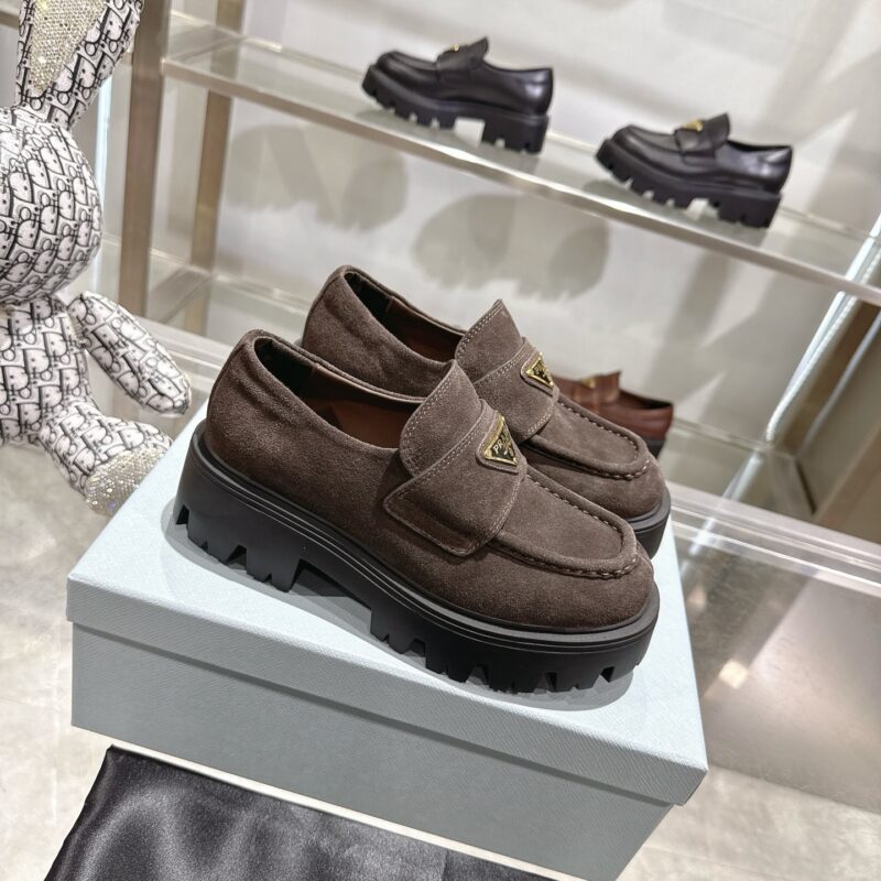 Alternative view of Prada Chocolate Suede Loafers Dark Brown 1D246M Mg0 F0003 F G050
