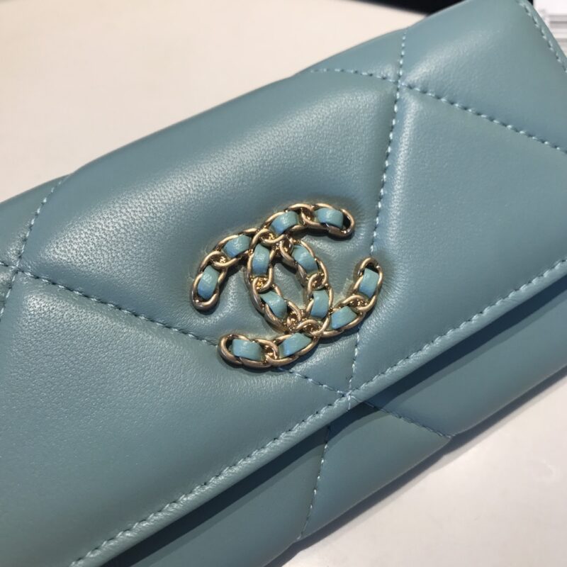 Alternative view of Chanel 19 Long Flap Wallet Pastel Blue Ap0955