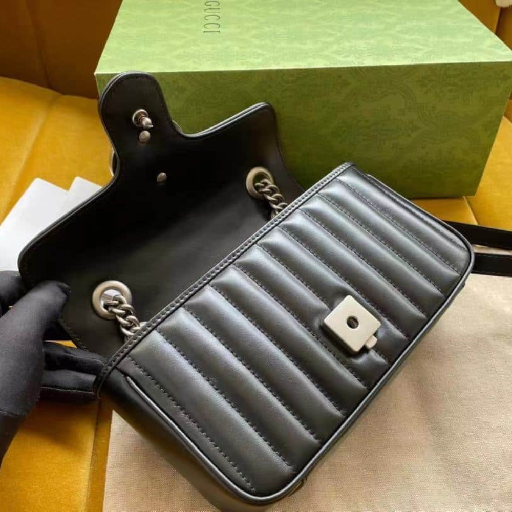 Gucci Gg Marmont Mini Shoulder Bag Black 22Cm 446744 Um8An 1000 - Image 4