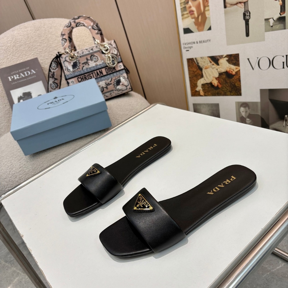 Prada Leather Slides Black 1Xx355 070 F0002 F D005 - Image 4