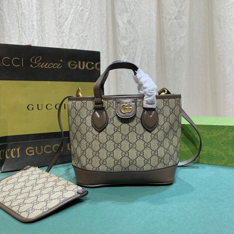 Alternative view of Summer Set: Gucci Ophidia Mini Tote Bag Beige And Ebony 22Cm And Canvas Bucket Hat With Double G Brown