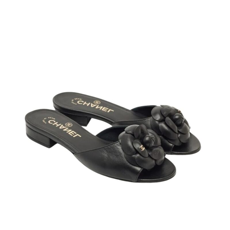 Chanel CC Mules With Camellia In Black G45499 X01000 94305