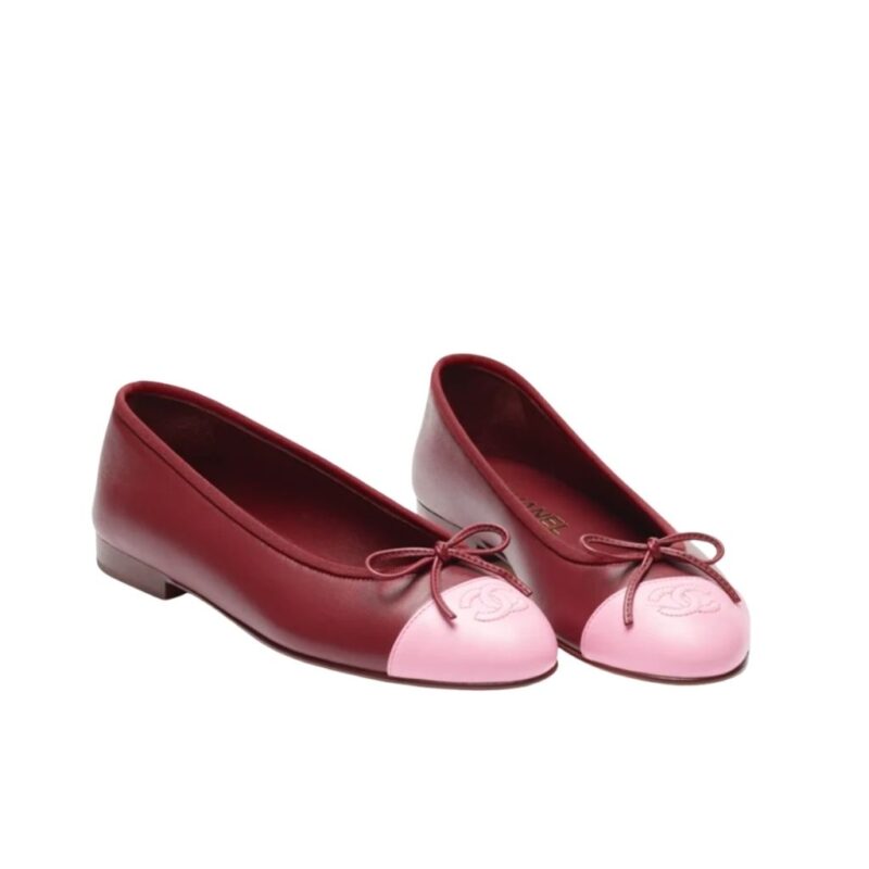 Chanel Ballet Flats Burgundy And Pink G02819 X01000 U9349