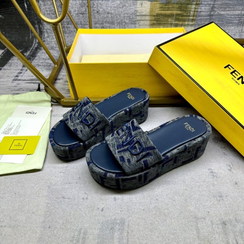 Alternative view of Fendi Sunshine Ff Denim Flatform Slides Blue 8R8515Aosif1Pze
