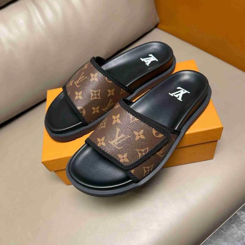 Alternative view of Louis Vuitton Velcro Slides Monogram Brown