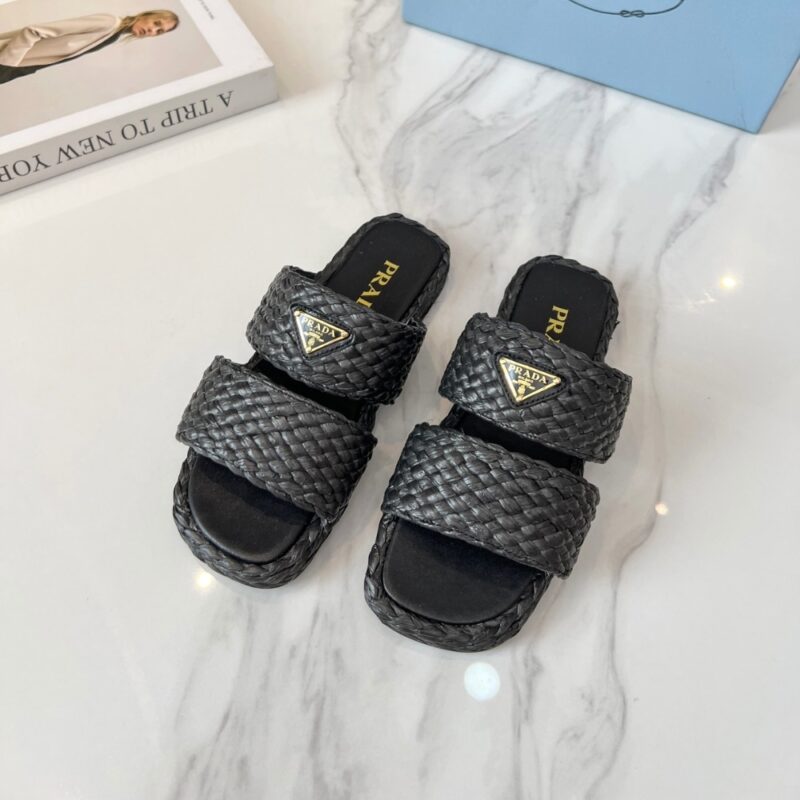 Alternative view of Prada Raffia Slides Black 1Xx749 027 F0002 F 020