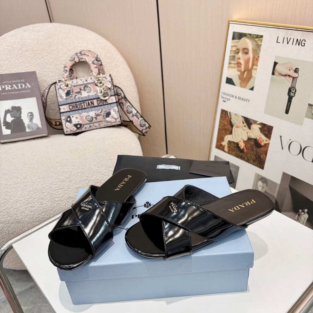 Prada Brushed Leather Slides Black 1Xx768 055 F0002 F 005 - Image 2